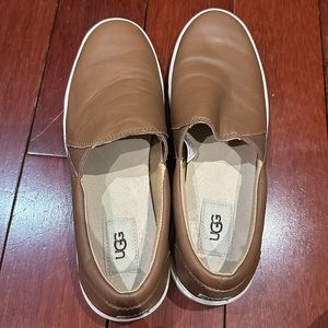 Ugg brown leather slide shoes